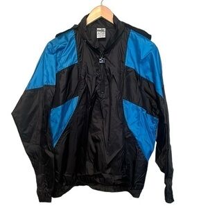 Puma Vintage Mens MD Lightweight Blue Colorblock 1/4 Zip Run Windbreaker Jacket